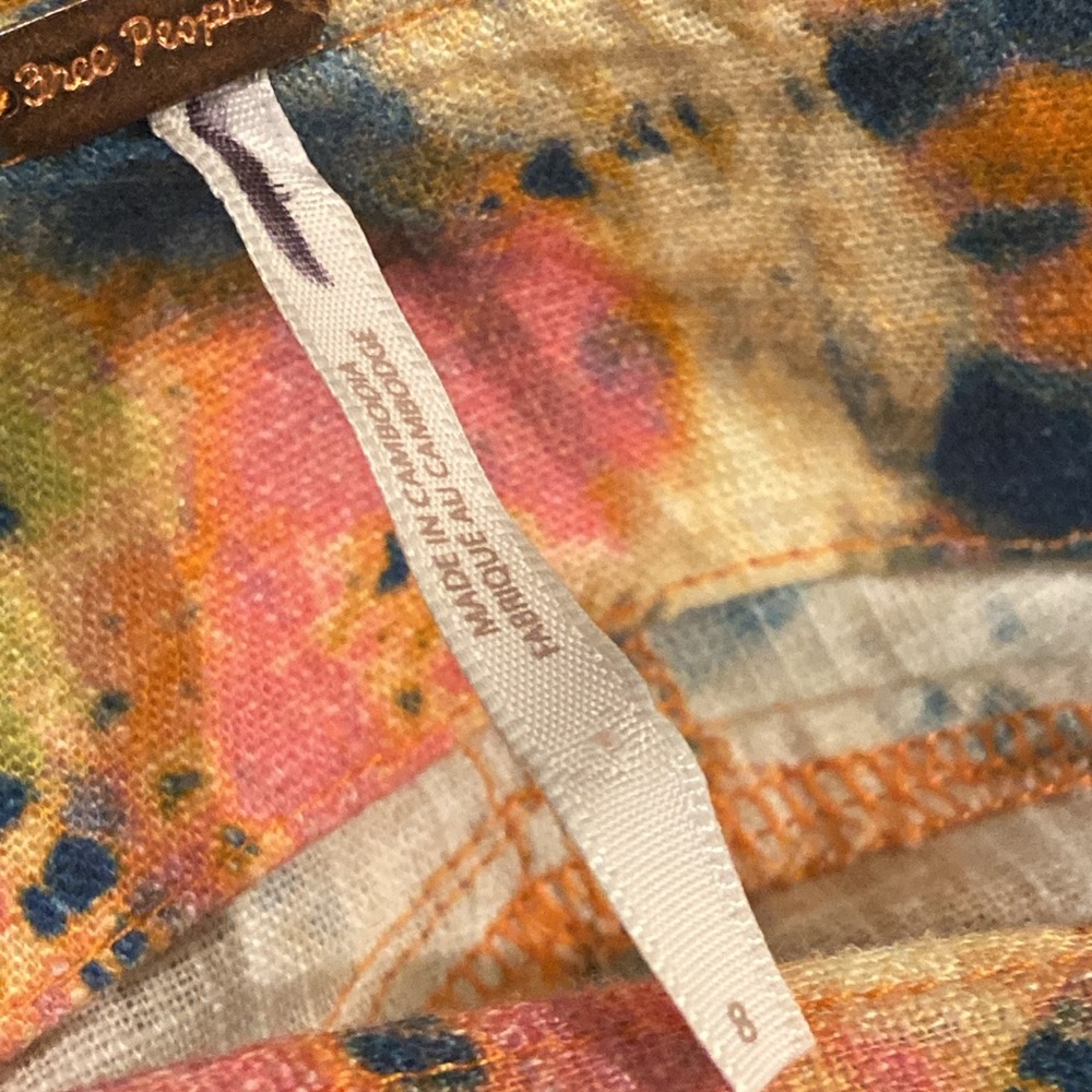 Free People Orange Tie-Waist Floral Wrap Mini Skirt - Picture 6 of 9